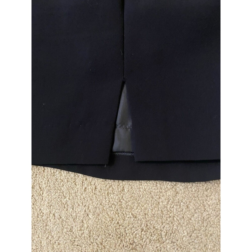 Vintage 90’s Y2k KASPER Tailored Black Pencil Mini Skirt Gray Satin Trim Size 6P - Picture 10 of 10